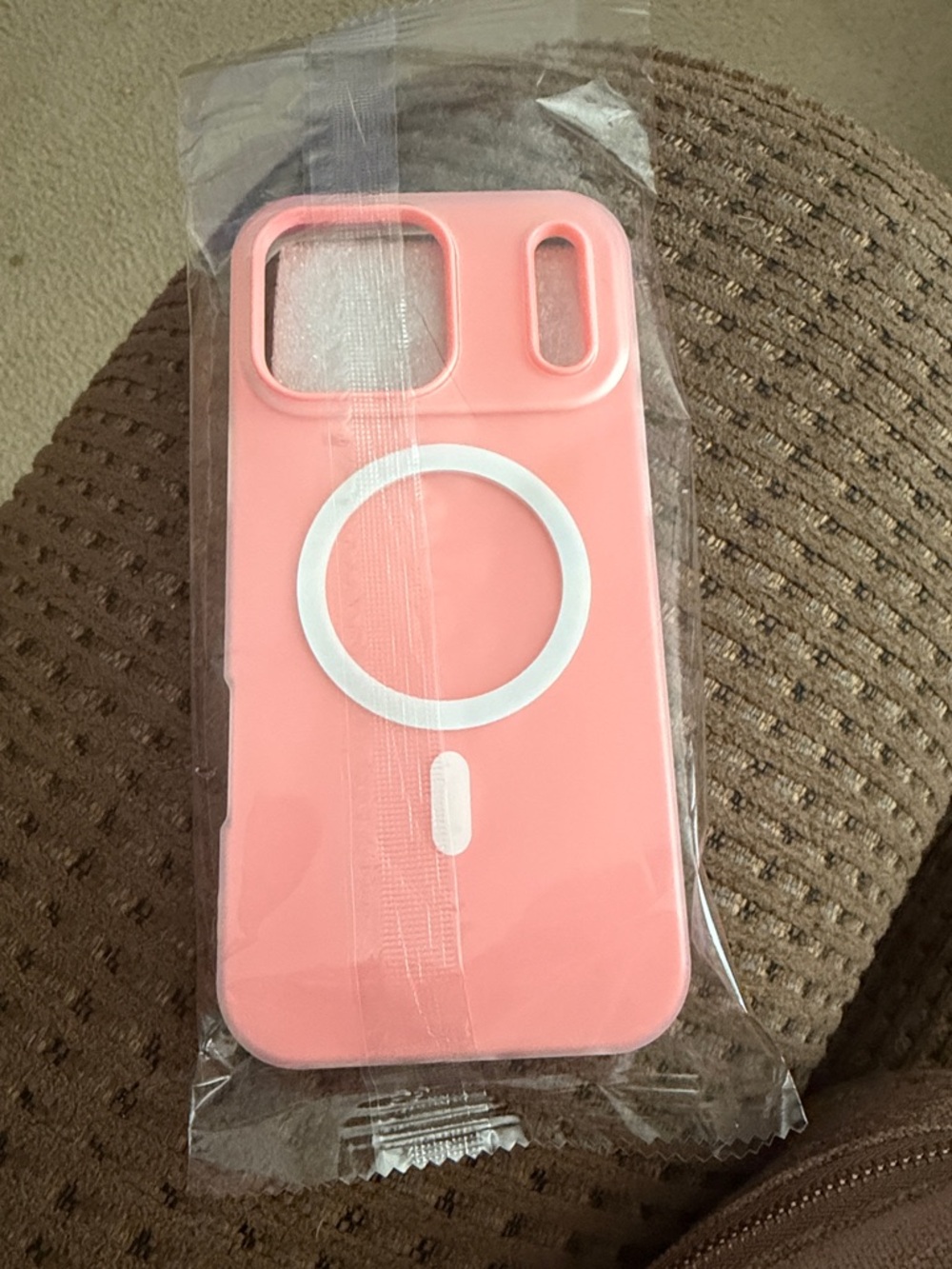 Pink MagSafe-Compatible Phone Case with Wireless Charging Ring